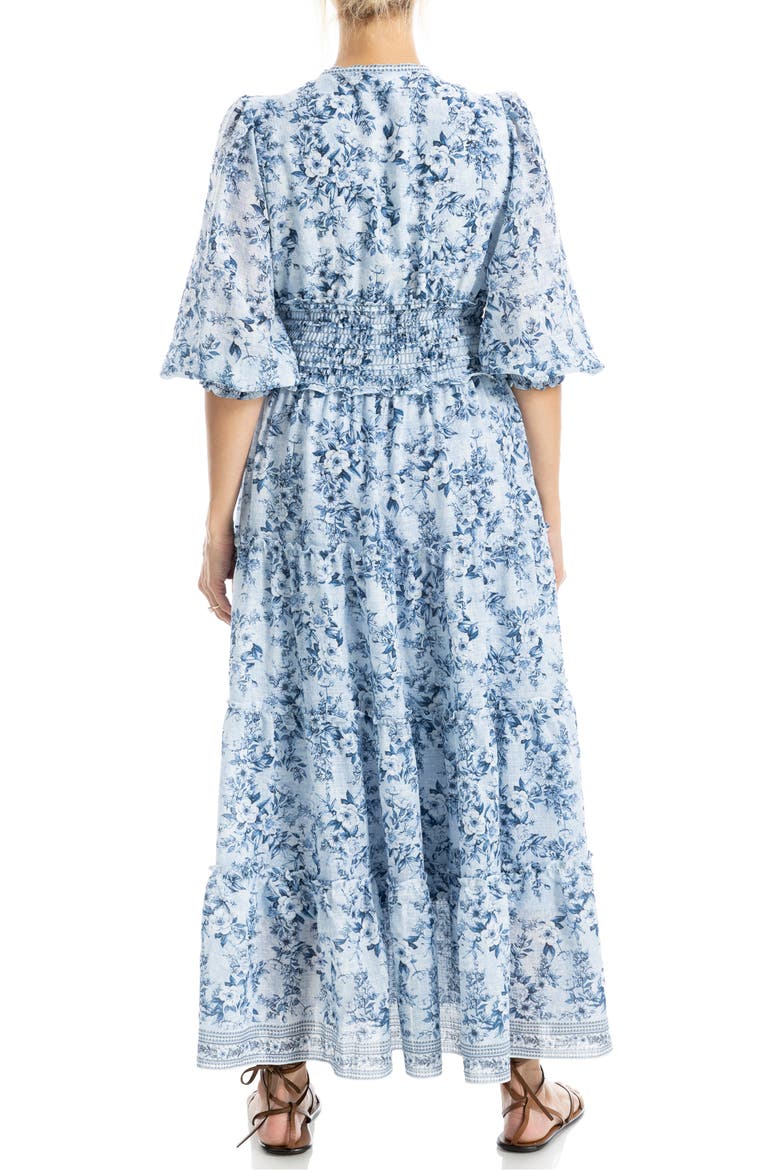 Surplice Neck Smocked Waist Maxi Dress, Alternate, color, BLUE/ CHAMBRAY