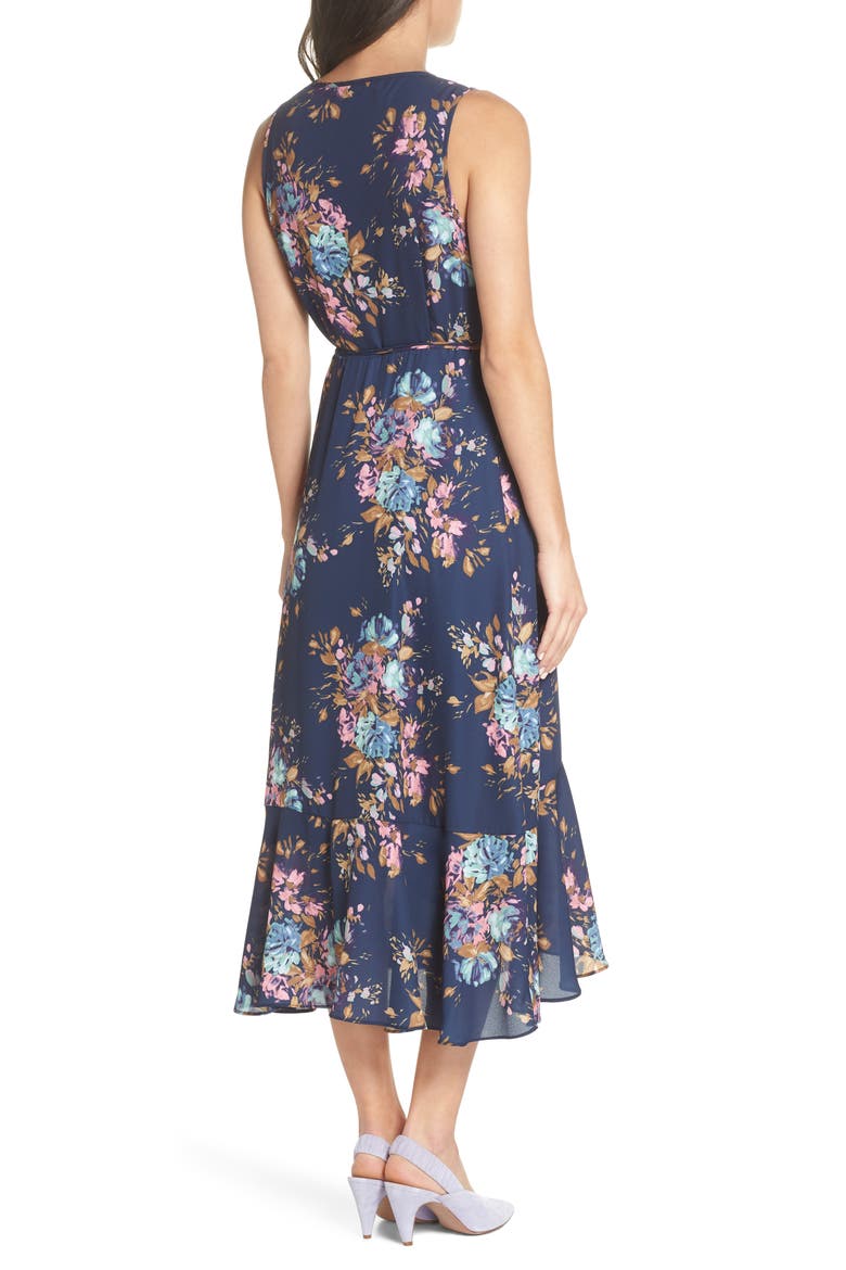 Floral Sleeveless Wrap Dress, Alternate, color, NAVY FLORAL