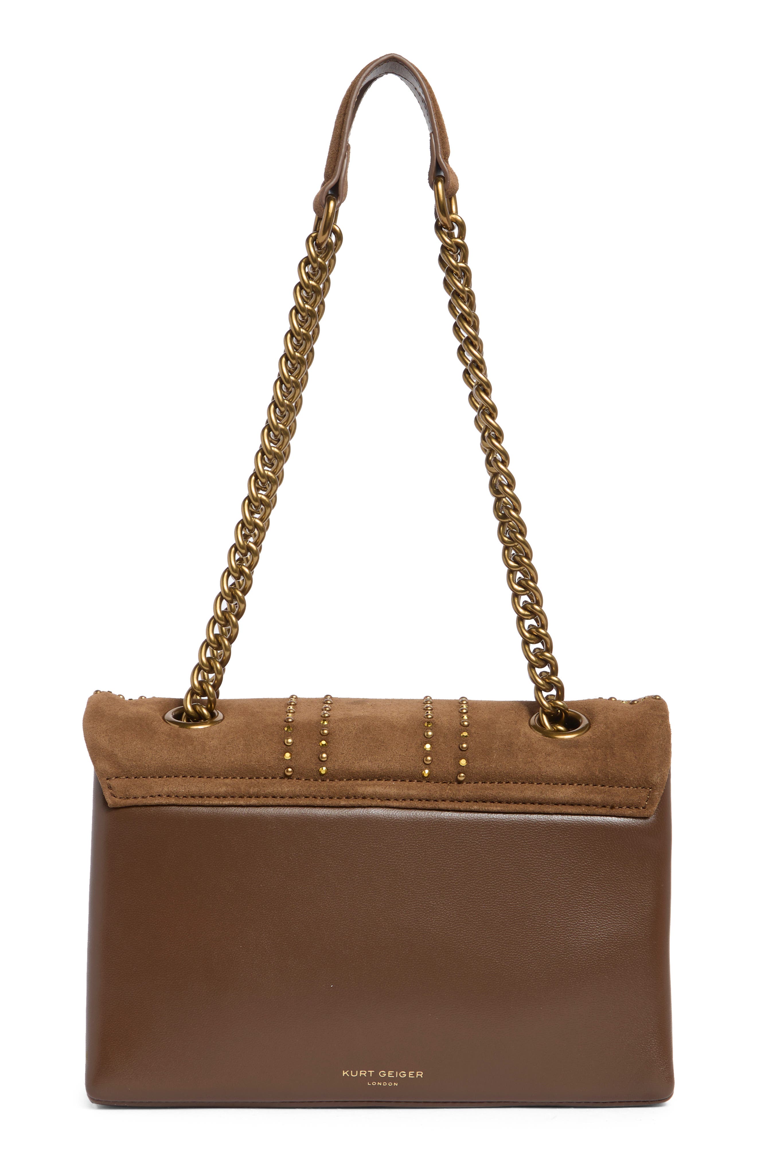 Union Jack Studs Leather Shoulder Bag, Alternate, color, BROWN