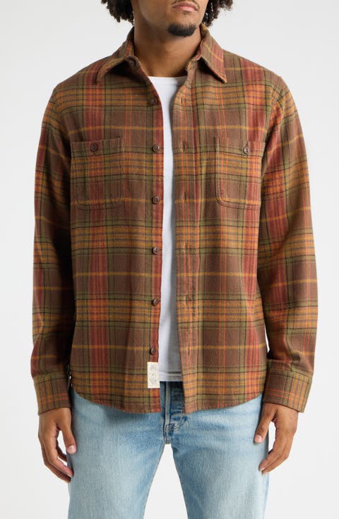 Plaid Flannel Button-Up Work Shirt