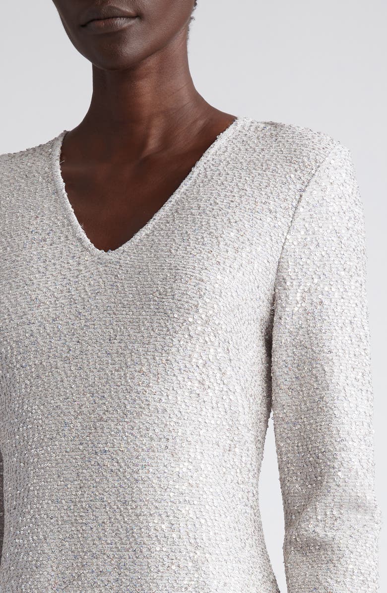 St. John Evening V-Neck Long Sleeve Sequin Column Gown, Alternate, color, 