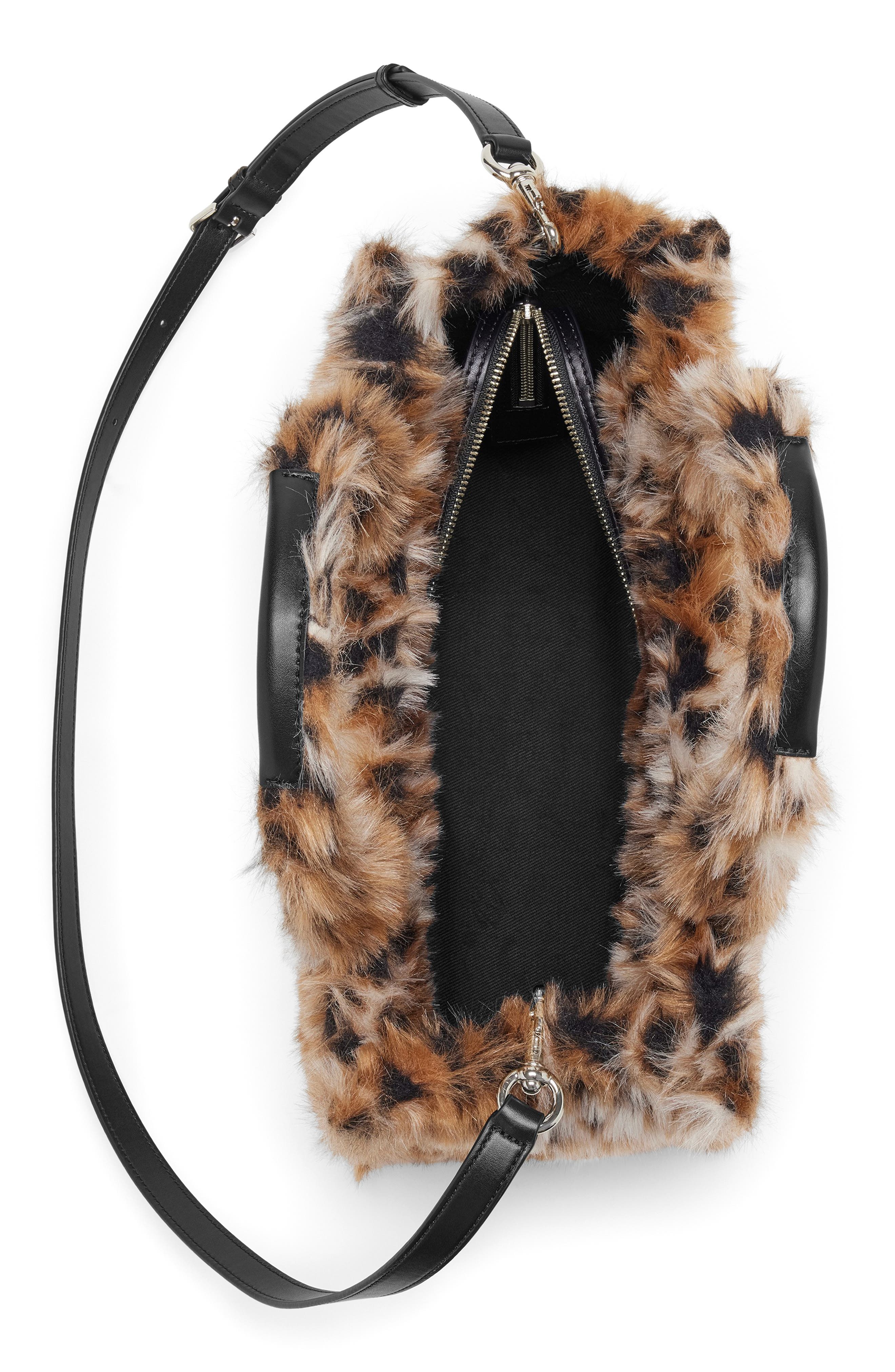 The Medium Faux Fur Tote, Alternate, color, BROWN MULTI
