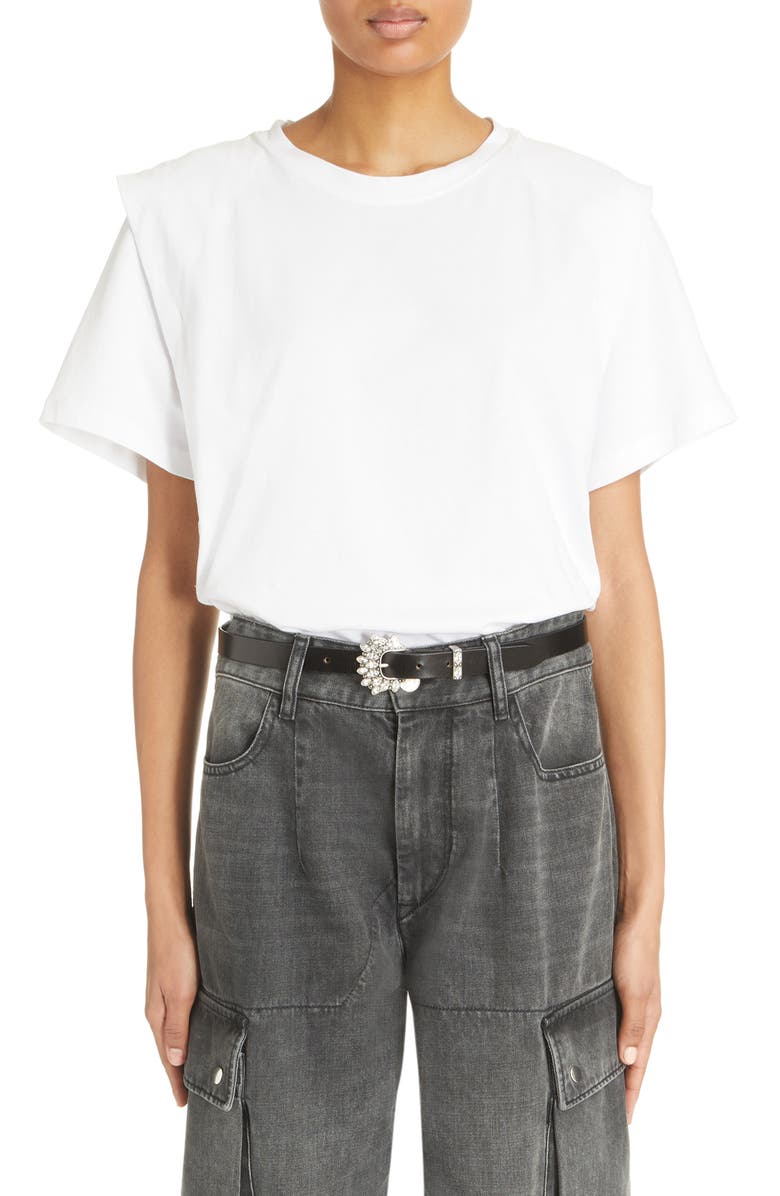 Isabel Marant Zelitos Short Sleeve Cotton T-Shirt, Main, color,