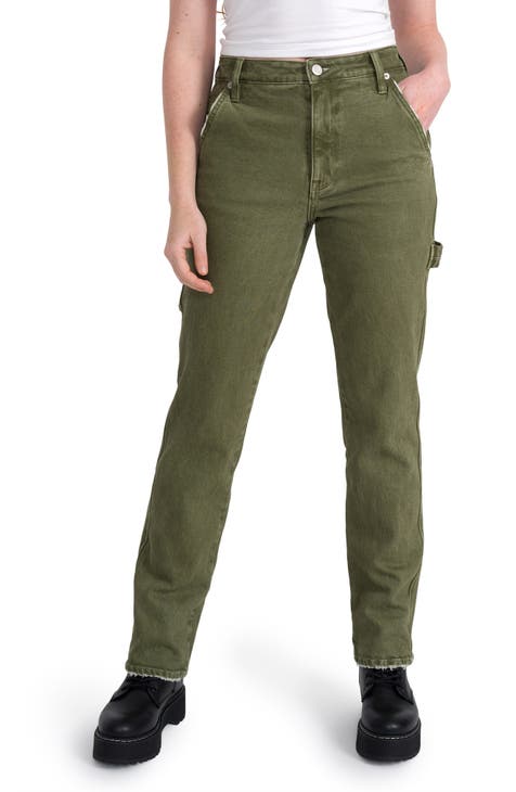 High Waist Straight Leg Jeans (Capulet Olive)