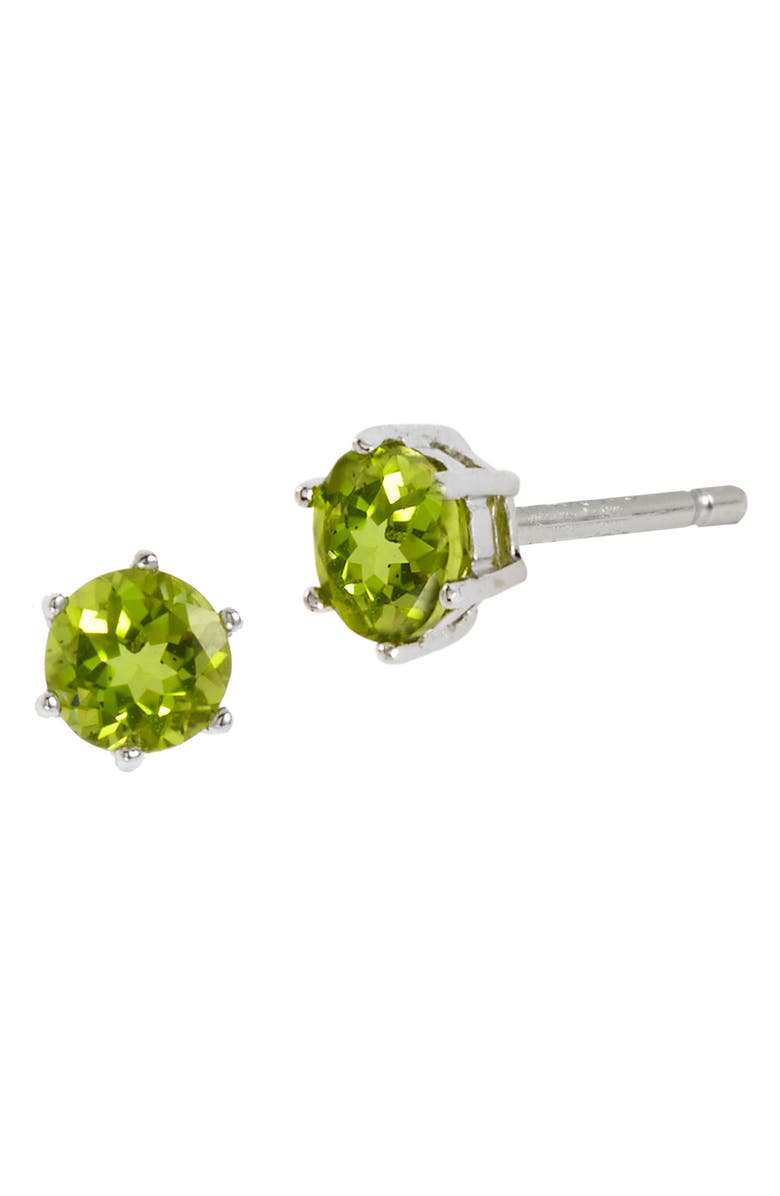 SAVVY CIE JEWELS Prong Set Peridot Round Stud Earrings, Alternate, color, Green