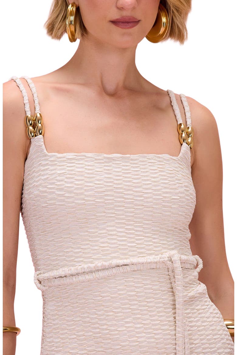 Golden Knit Mini Dress, Alternate, color, OFF WHITE