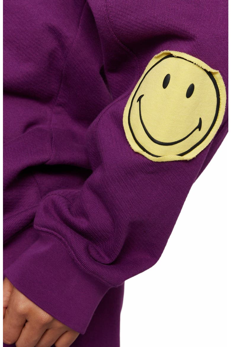 SMILEY OVERSIZED HOODIE, Alternate, color, PURPLE