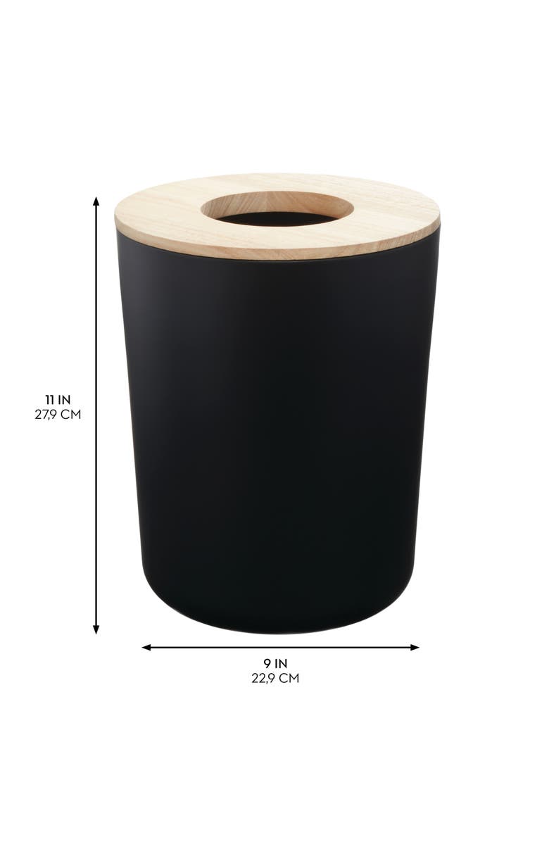 iDesign Small Round Bathroom Trash Can - Set of 2 - Matte Black, Alternate, color, Matte Black