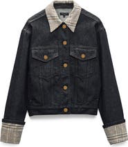 rag & bone Harriet Contrast Print Denim Trucker Jacket