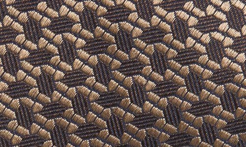 Canali Geometric Silk Tie In Brown