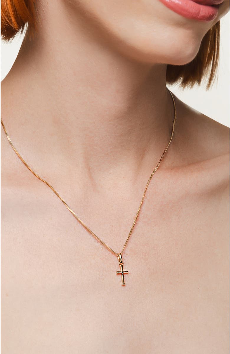 Rizen Jewelry Small Cross Pendant Necklace, Alternate, color, 18K Gold Plated