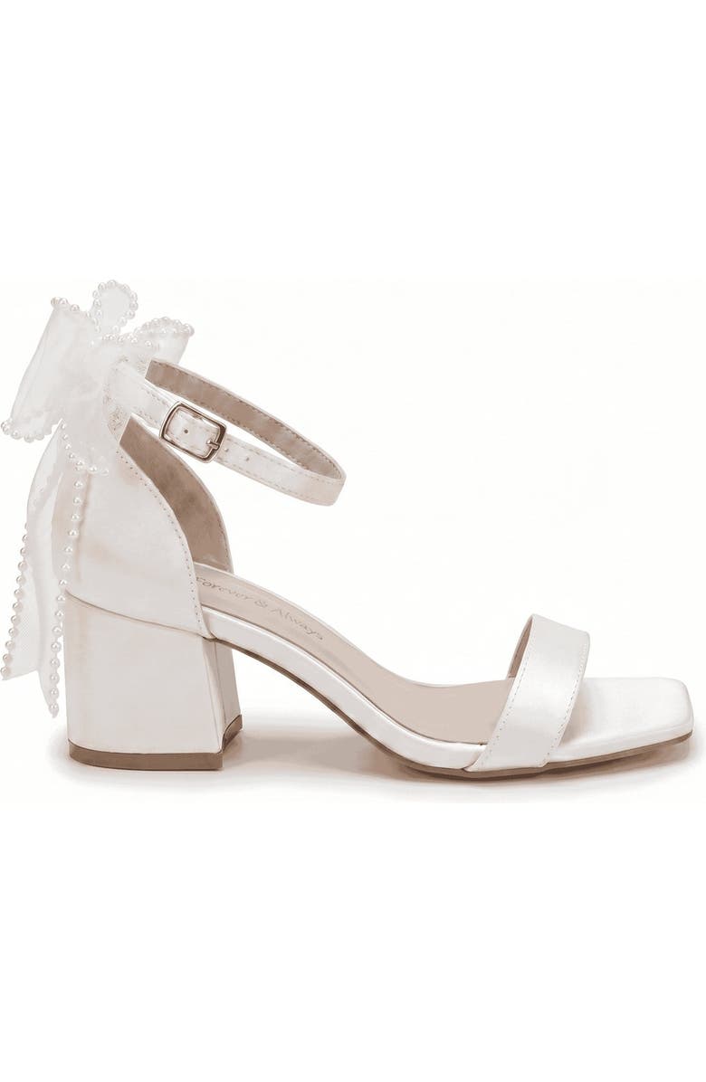 Forever & Always Shoes Floraya Bow Block Heel Bridal Sandal, Alternate, color, Ivory