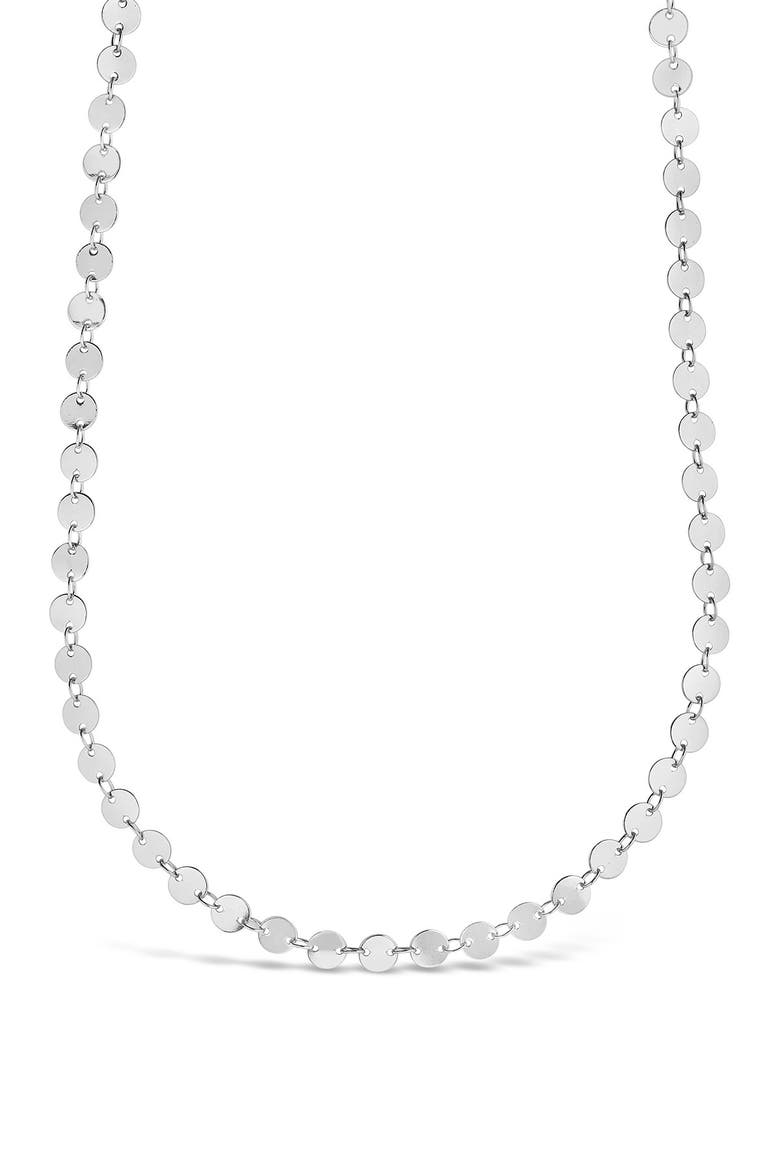 Round Disc Long Chain Necklace, Main, color, SILVER