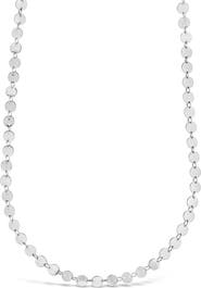 Sterling Forever Round Disc Long Chain Necklace