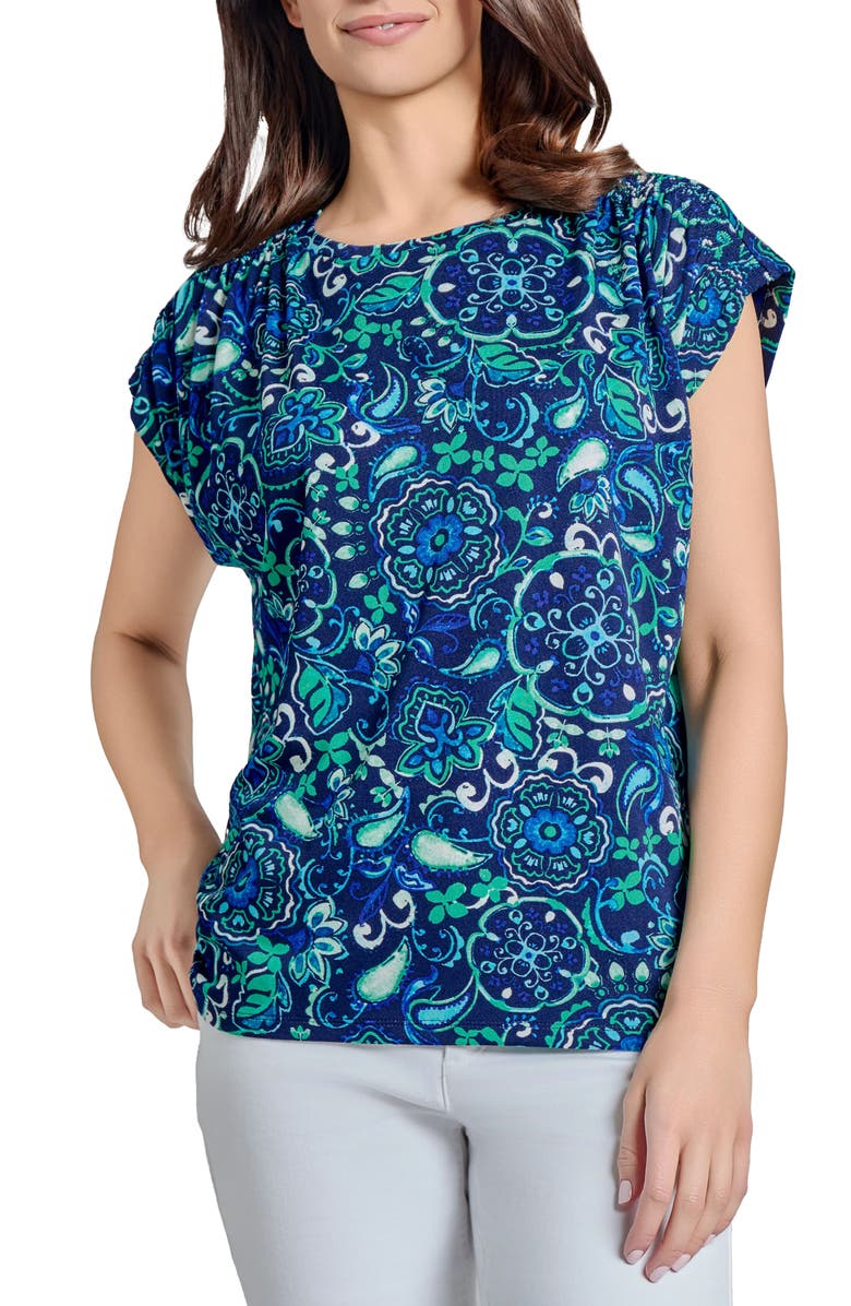 Jones New York Floral Cap Sleeve Top, Main, color, 