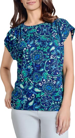 売れ筋商品|||ジョーンズニューヨーク カットソー トップス レディース Women's Floral-Print Cap-Sleeve Top Coral Sun Multi Jones New York Floral Cap Sleeve Top | Nordstrom