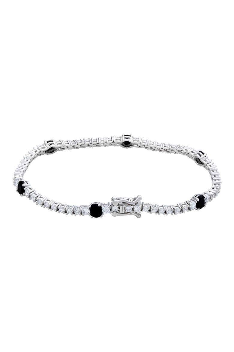 Black & White Cubic Zirconia Tennis Bracelet, Alternate, color, BLACK
