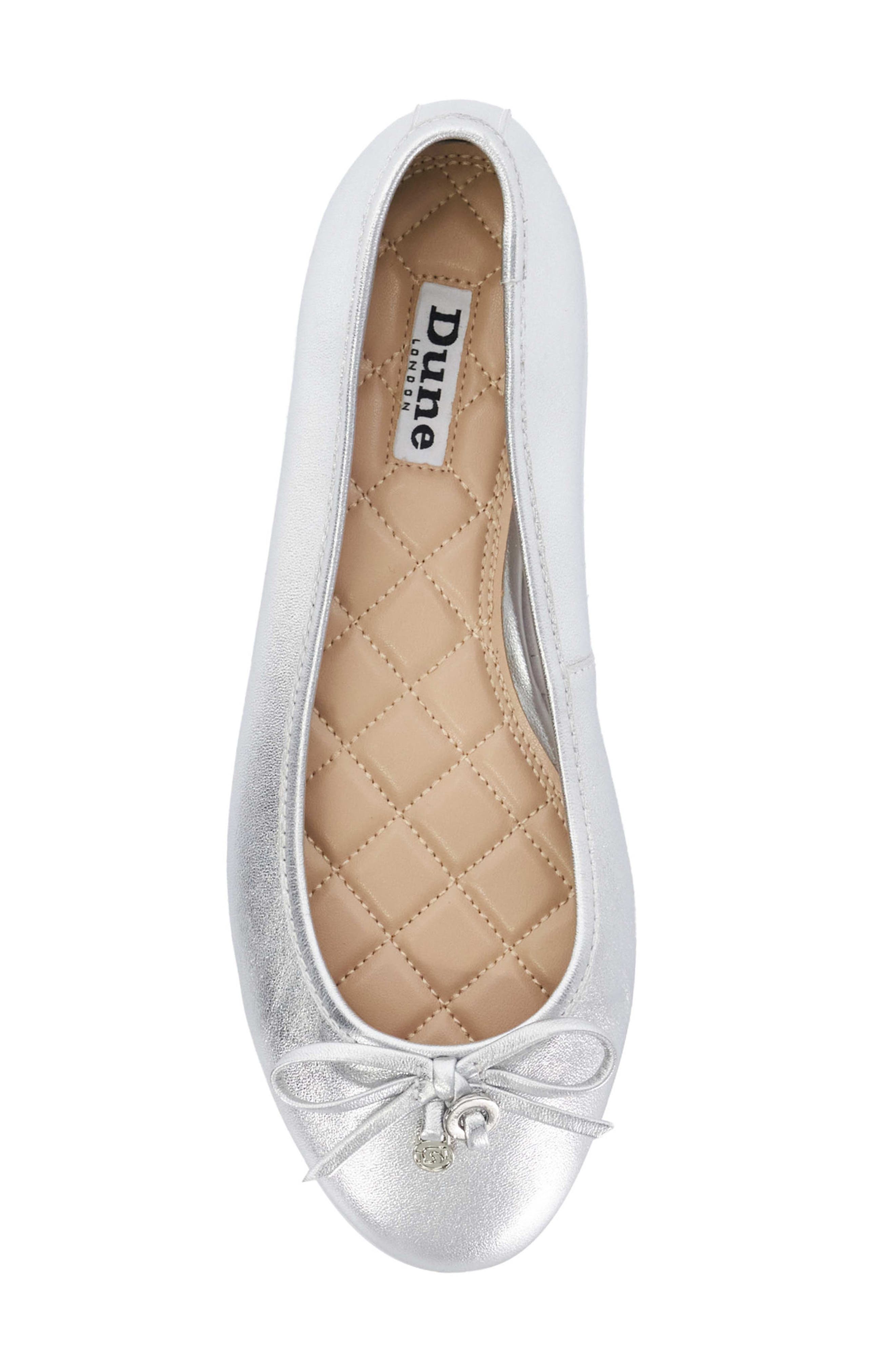 Dune London Hallow Flat, Alternate, color, Silver