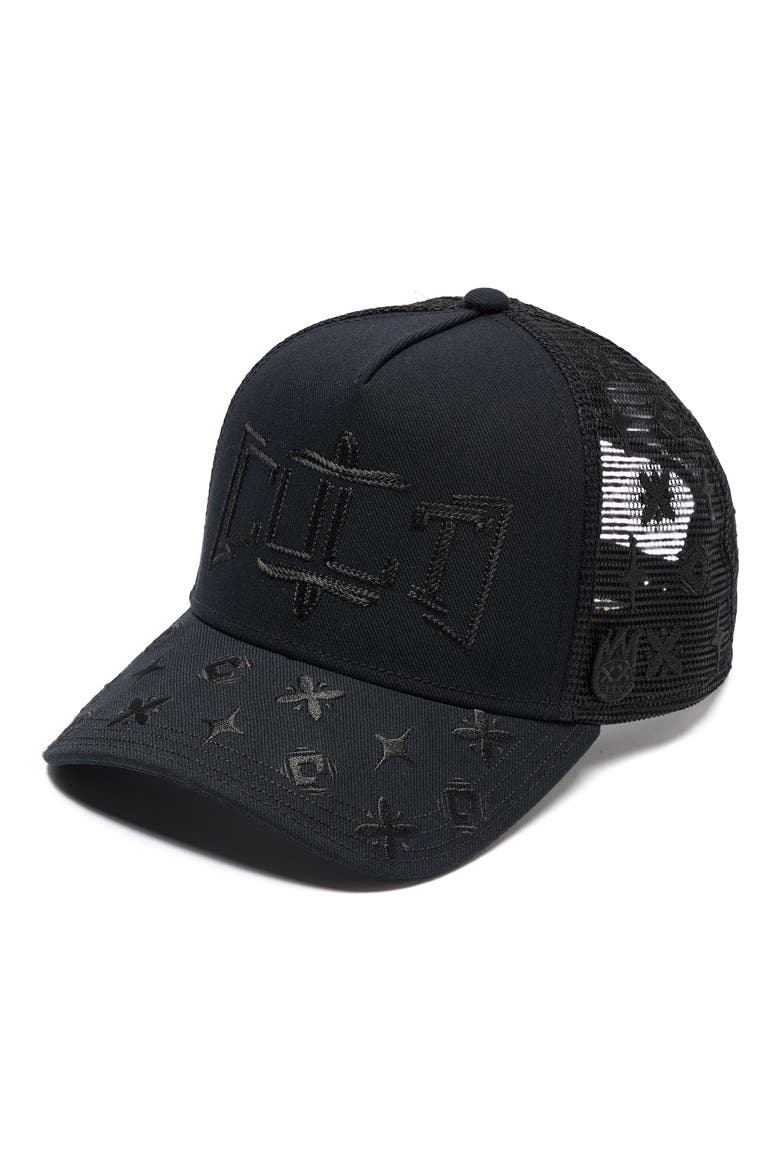 Mesh Back Trucker Baseball Cap, Alternate, color, BLACK