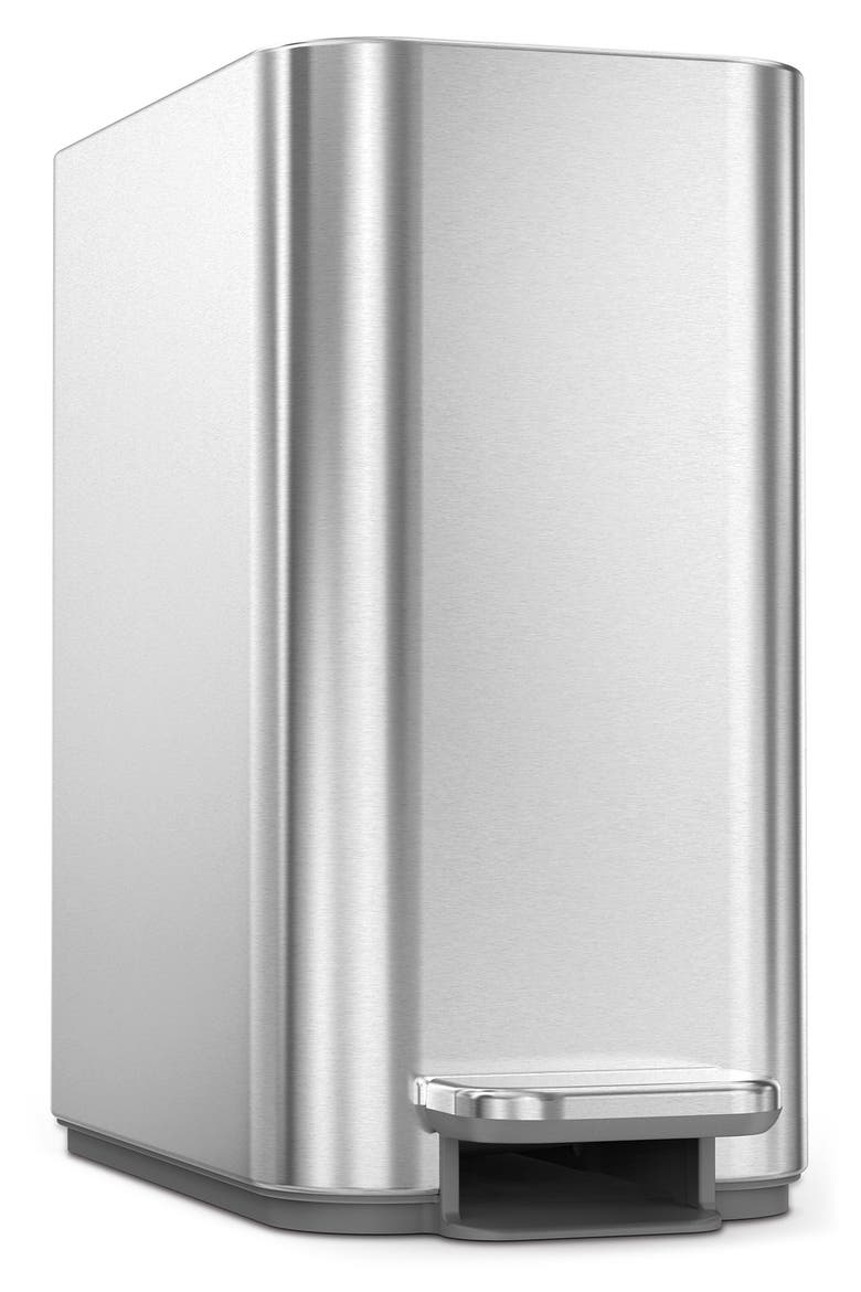 5L slim step can, Alternate, color, BRUSHED STAINLESS STEEL