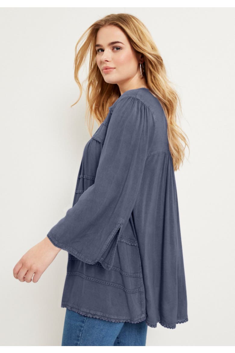 Acid Wash Peasant Blouse, Alternate, color, SOFT CAMEL