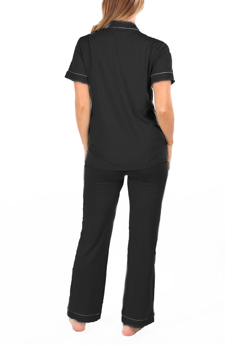 Angel Maternity Short Sleeve Maternity Pajamas, Alternate, color, Black