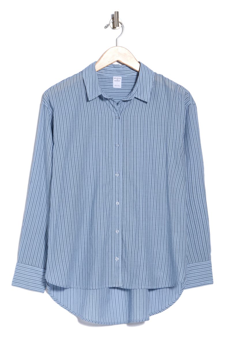 Stripe Cotton Poplin Button-Up Shirt, Alternate, color, BLUE- NAVY TANA STP