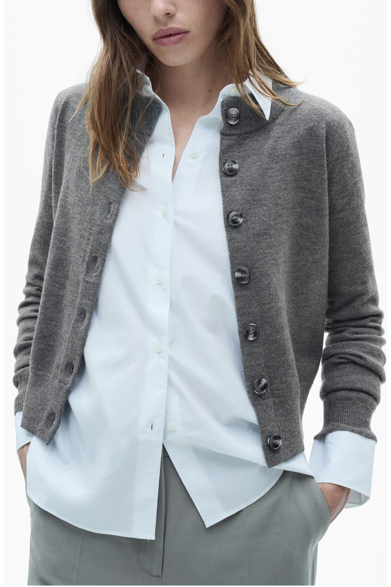 Crewneck Cardigan, Main, color, DARK HEATHER GREY