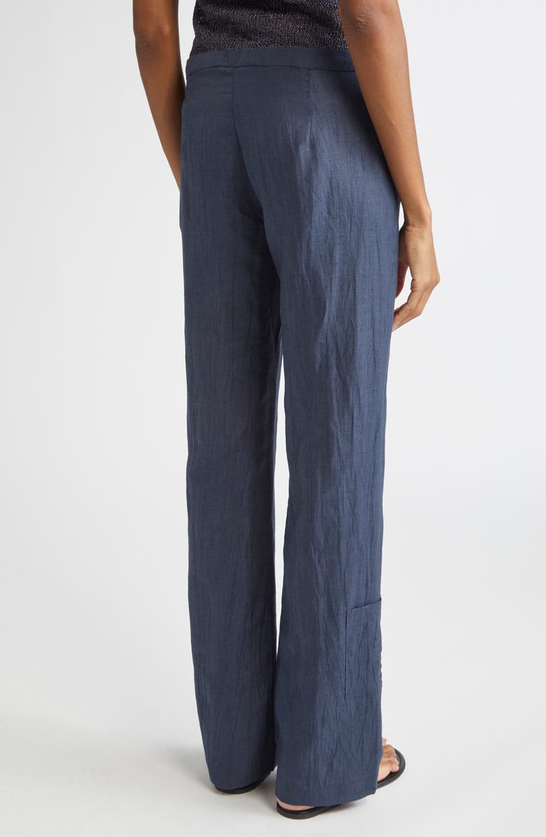 Paloma Wool Shake Crinkled Linen Blend Straight Leg Pants, Alternate, color, Navy