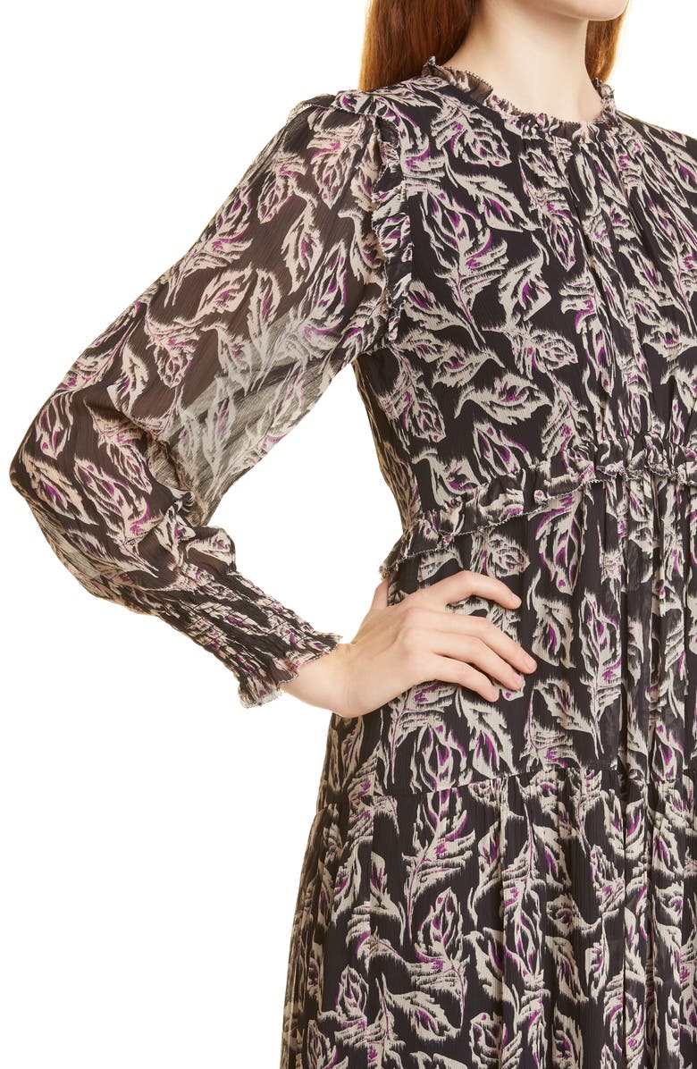 ba&sh Gilda Leaf Print Long Sleeve Dress, Alternate, color,