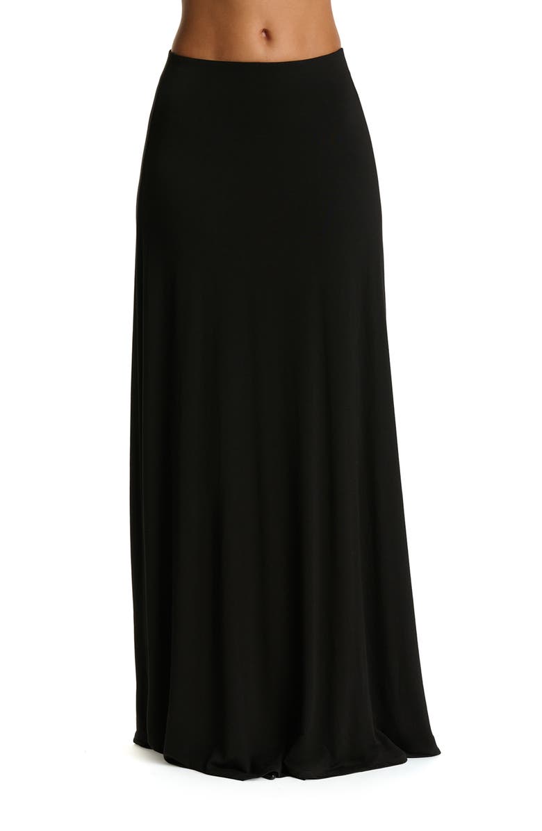 Naked Wardrobe Smooth Flare Maxi Skirt, Main, color, Black