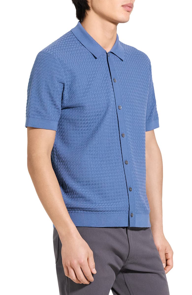 Theory Cairn Short Sleeve Organic Cotton Button-Up Shirt, Alternate, color, Bering