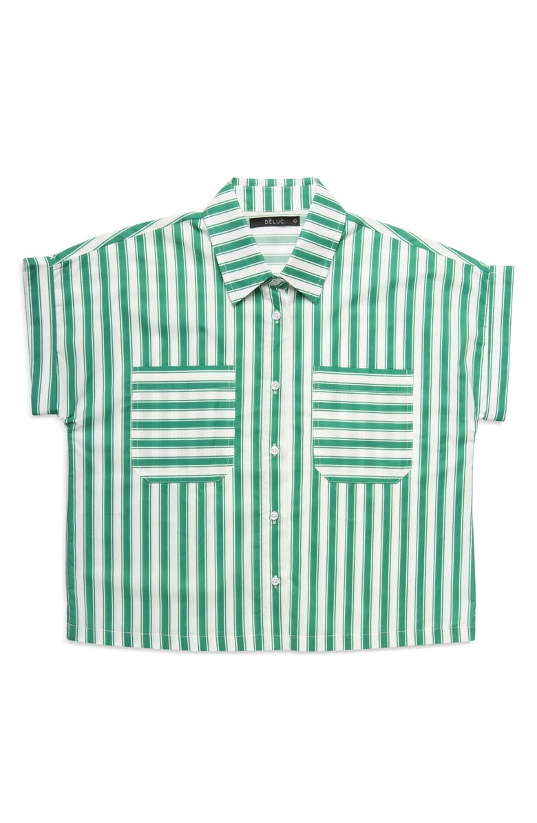DELUC Nola Stripe Boxy Shirt, Alternate, color, Striped Green