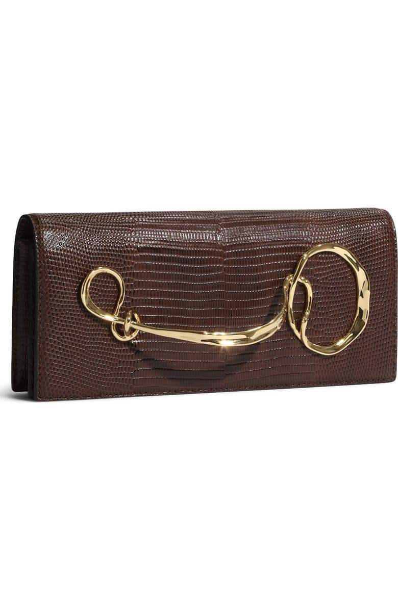 Alexis Bittar Twisted Side Handle Leather Clutch, Alternate, color, Chocolate