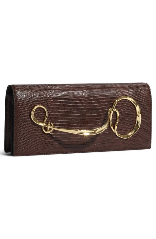 Alexis Bittar Twisted Gold Side Handle Clutch In Brown