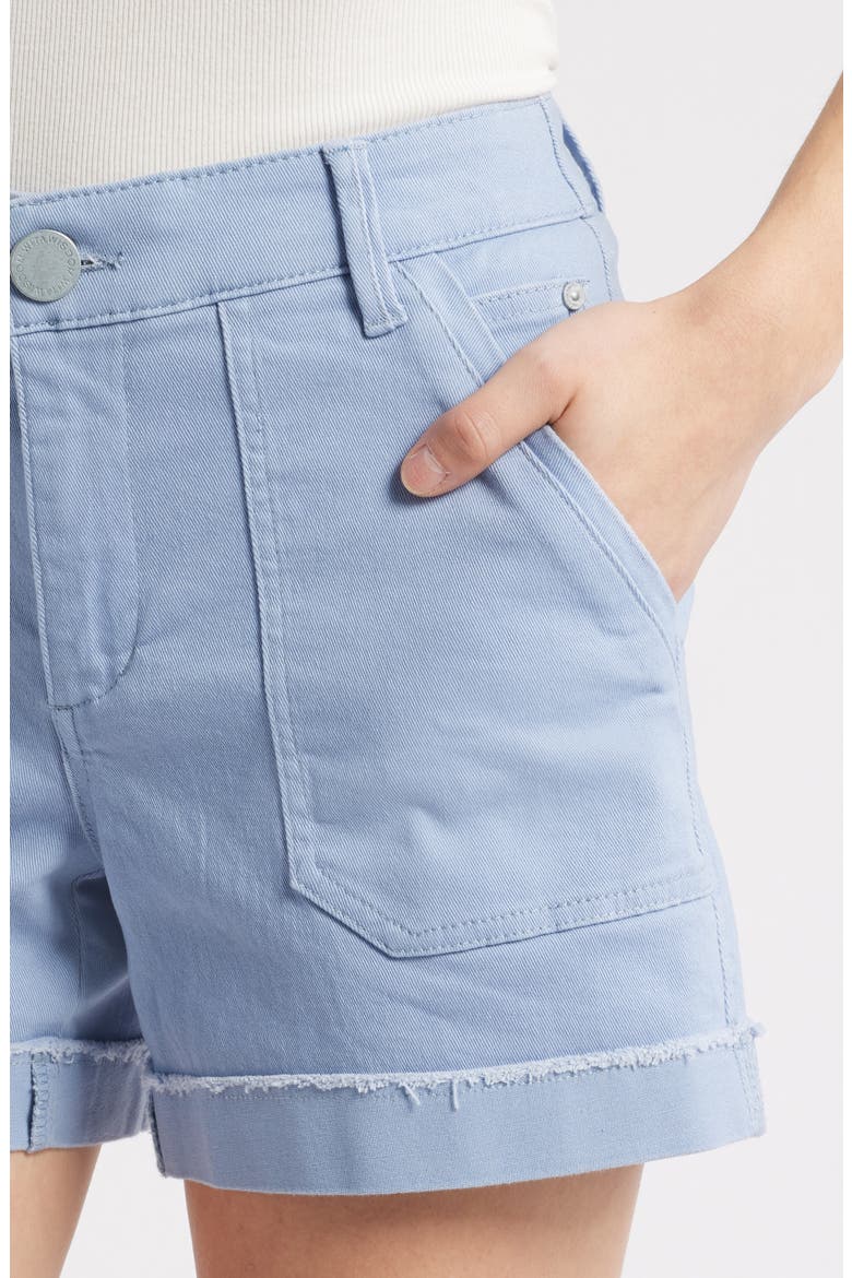 Frayed Patch Pocket High Waist Twill Shorts (Nordstrom Exclusive), Alternate, color, HORIZON BLUE