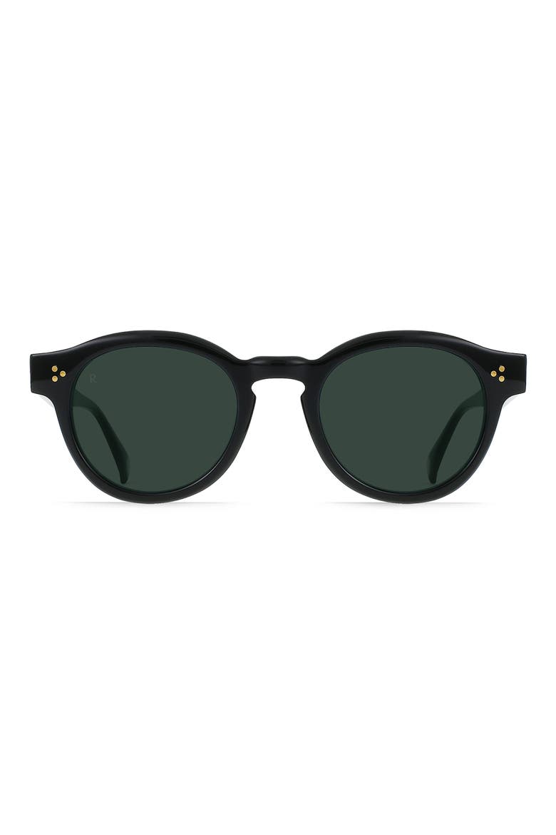 Zelti 49mm Polarized Small Round Sunglasses, Main, color, RECYCLED BLACK/ GREEN POLAR