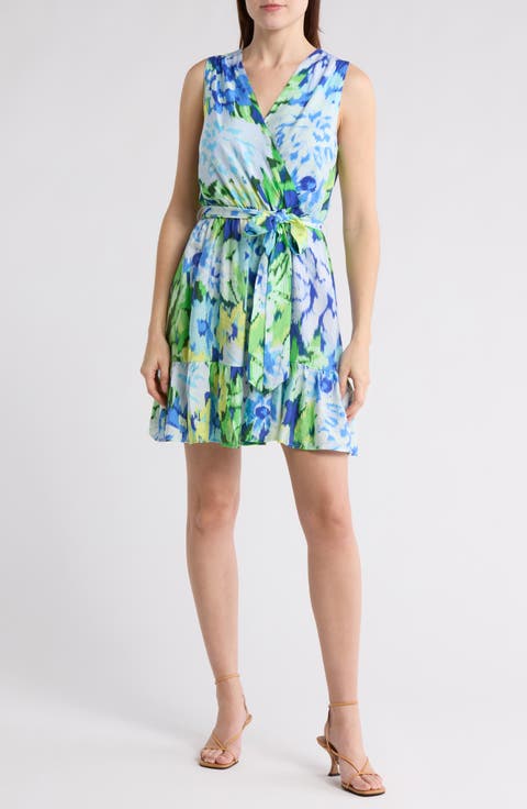Abstract Wrap Dress