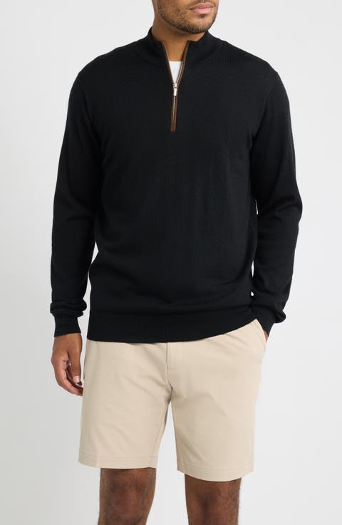 Autumn Crest Suede Trim Quarter Zip Sweater