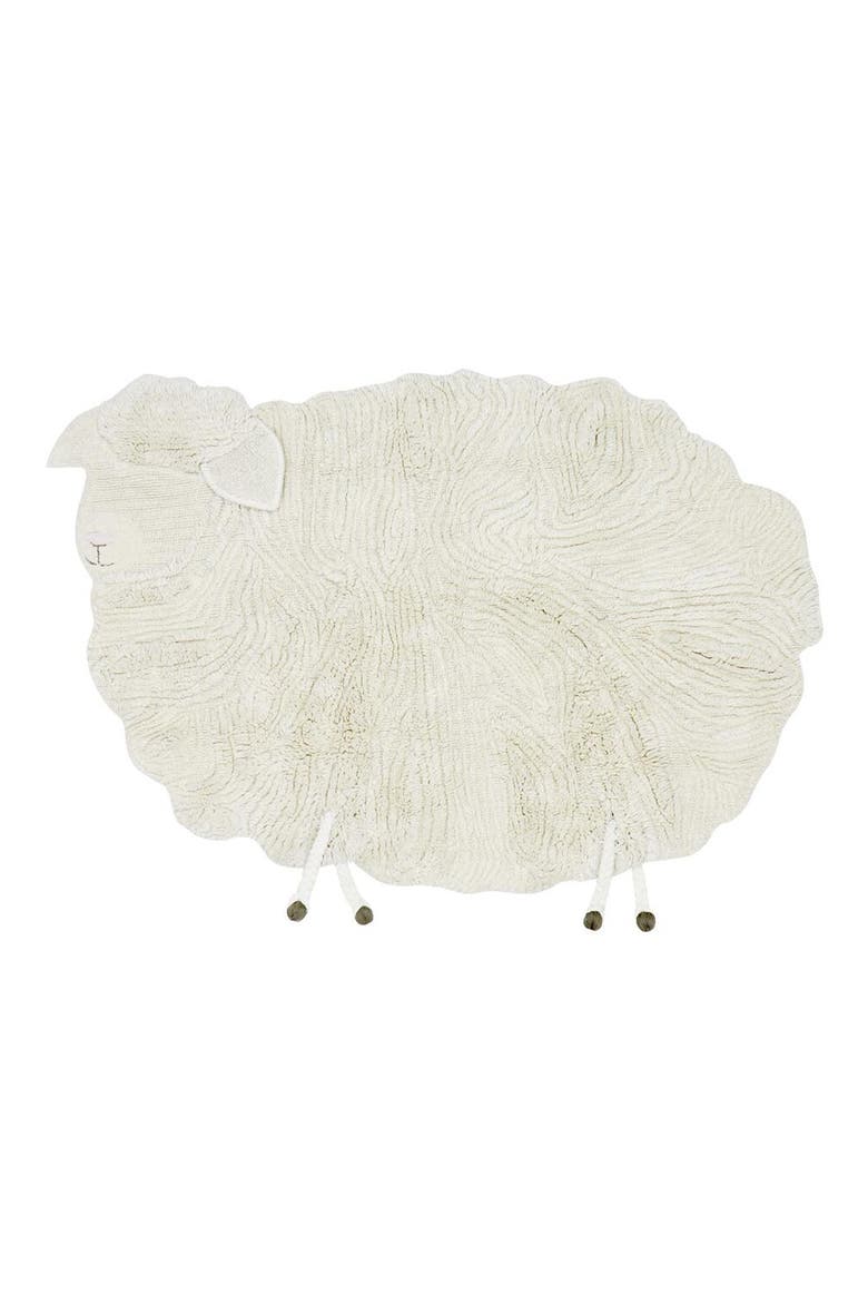Washable Sheep Wool Sheep Rug, Main, color, SHEEP WHITE
