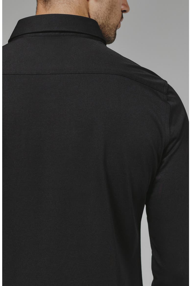Girona Solid Performance Button-Up Shirt, Alternate, color, BLACK