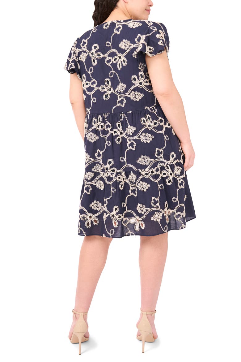 Embroidered Flutter Sleeve Dress, Alternate, color, NIGHT SHADE