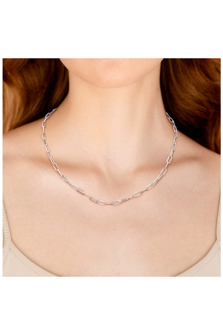 Polished Paper Clip Chain Necklace & Anklet Set, 3.5mm, Alternate, color, SILVER