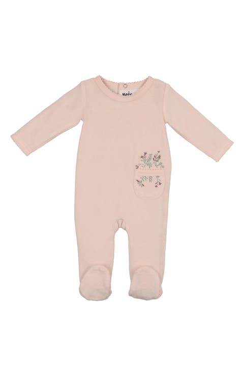 Velour Embroidered Pocket Footie (Baby)