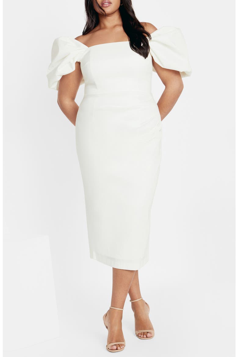 Elyse Puff Sleeve Sheath Dress, Main, color, WHITE