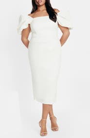 City Chic Elyse Puff Sleeve Sheath Dress