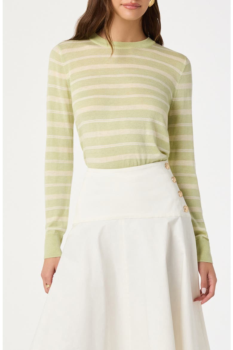 Stripe Crewneck Sweater, Main, color, GREEN STRIPE