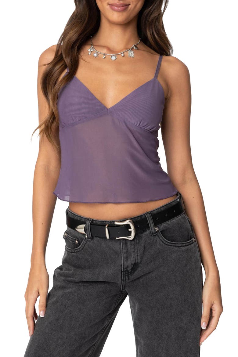 Serafina Sheer Mesh Camisole, Main, color, PURPLE