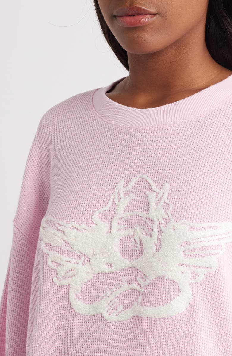 BOYS LIE Georgia Rules Kara Oversize Waffle Knit Sweatshirt, Alternate, color, Pink