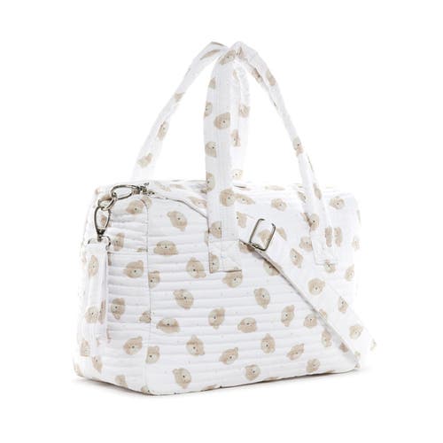 Trvl Design Quilted Teddy Bear Stroller Bag In White